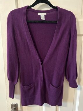 Design History Purple Open-Front Women's Cardigan 100% cashmere